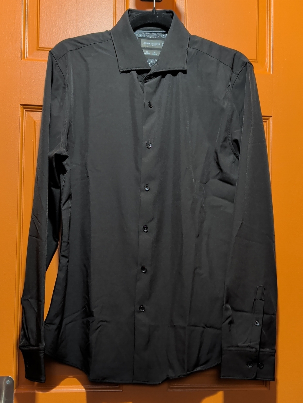 Denim & Flower Men's Black Long-Sleeve Dress Shirt